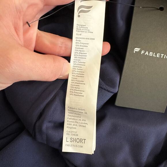 Fabletics Women’s Active Dress L Short Navy Cross Back Built-In Shorts NWT - Picture 8 of 10